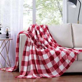 img 3 attached to Topfinel Buffalo Check Plaid Throw Blanket: Stylish Red and White Decor | 50 x 60 inch Flannel Couch Blanket