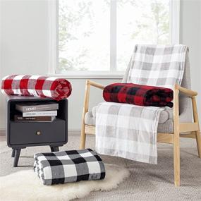 img 2 attached to Topfinel Buffalo Check Plaid Throw Blanket: Stylish Red and White Decor | 50 x 60 inch Flannel Couch Blanket