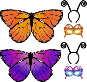 img 4 attached to 🦋 Vibrant Butterfly Wings Costumes and Headbands in Purple and Orange Shades