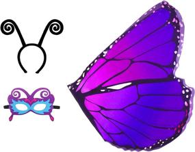 img 1 attached to 🦋 Vibrant Butterfly Wings Costumes and Headbands in Purple and Orange Shades