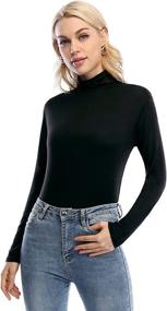 img 3 attached to 👚 Femdouce Womens Turtleneck Long Sleeve Shirt 2 Pack - Lightweight Slim Fit Basic Undershirts for Active Women