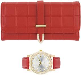 img 4 attached to 👝 Classy Leather Band Women's Watch & Tri-Fold Wallet Set