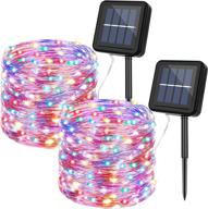 kpafory outdoor solar string lights - 2 pack waterproof fairy lights, 36ft 100led with 8 modes, copper wire lights for patio yard trees christmas wedding banquet garden decorations (multicolor) логотип