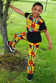 img 3 attached to 🌍 Authentic SHENBOLEN Boy African Kente Kids Ankara Suit - Vibrant Ghana Tribal Clothing