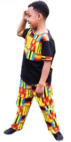 img 4 attached to 🌍 Authentic SHENBOLEN Boy African Kente Kids Ankara Suit - Vibrant Ghana Tribal Clothing