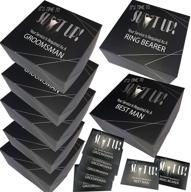 🎁 groomsmen gift boxes: set of 7 empty boxes (8x8x4 in) with silver foil & proposal cards for wedding party - includes 5 groomsmen, 1 best man, and 1 ring bearer (7 total) logo