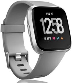 img 4 attached to 🏋️ Мягкие запасные спортивные браслеты для Fitbit Versa 2/Versa/Versa Lite/Versa Special - серый, маленький