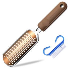 img 4 attached to Pedicure Foot File Callus Remover - Professional Stainless Steel Colossal Foot Rasp for Wet and Dry Feet (Athens Copper)