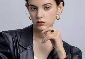 img 2 attached to 💫 FAMARINE Gold Twist Chunky Hoop Earrings: Stylish Lightweight Huggie Hoops for Women - Perfect Fashion Jewelry Gift for Her & Girls