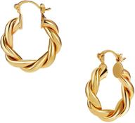 💫 famarine gold twist chunky hoop earrings: stylish lightweight huggie hoops for women - perfect fashion jewelry gift for her & girls logo