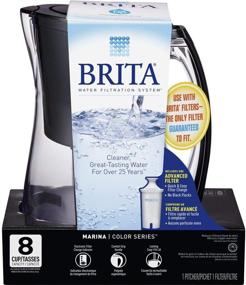 img 3 attached to 🚰 Brita Marina Black Water Filter Pitcher - BPA Free, 8 Cup Capacity with Standard Filter