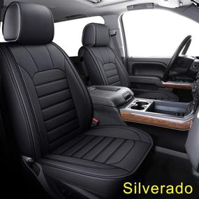 img 4 attached to 🚗 Водонепроницаемые чехлы для сидений Luckyman Club 56-SLD из искусственной кожи для Chevy Silverado Sierra 1500 / 2500 HD / 3500 HD Crew, Double, Extended Cab - полный комплект черного цвета (2007-2020)