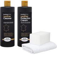 🪑 furniture clinic large leather care kit: 17oz protection cream & conditioner, 17oz leather cleaner, sponge & cloth – ideal for leather furniture, chairs, and more! logo