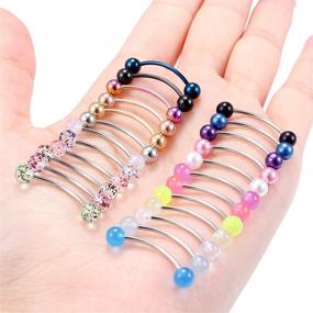 img 1 attached to 🐍 Ftovosyo 24-48PCS 16G Surgical Steel Snake Eyes Tongue Ring: Trendy Snake Bite Piercing Jewelry for Women & Men