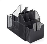 organize with ease: nifty black coffee condiment organizer - countertop storage caddy for cups, lids, creamers, sugars, tea packets in kitchen or office breakroom логотип