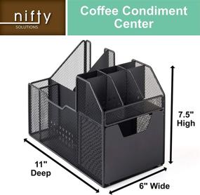 img 2 attached to Organize with Ease: Nifty Black Coffee Condiment Organizer - Countertop Storage Caddy for Cups, Lids, Creamers, Sugars, Tea Packets in Kitchen or Office Breakroom