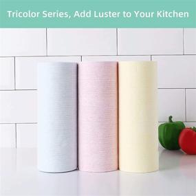 img 3 attached to 🌸 KitchLife Eco-friendly Bamboo Reusable Paper Towels - 1 Roll, Washable and Recycled Kitchen Roll, Zero Waste Products, Sustainable Gifts, Environmentally Friendly, (Pink)