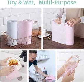 img 2 attached to 🌸 KitchLife Eco-friendly Bamboo Reusable Paper Towels - 1 Roll, Washable and Recycled Kitchen Roll, Zero Waste Products, Sustainable Gifts, Environmentally Friendly, (Pink)