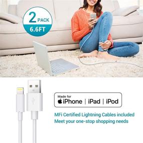 img 1 attached to 🔌 Novtech iPhone Charger Cable Wall Plug - 2Pack 6.6FT MFi Certified Lightning Cables + Dual Port iPhone Charger - Fast Charging Plug for iPhone 13 Pro Max SE 12 11 10XR Xs Max X 8 Plus 7 Plus 6S iPad - White