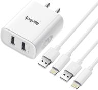 🔌 novtech iphone charger cable wall plug - 2pack 6.6ft mfi certified lightning cables + dual port iphone charger - fast charging plug for iphone 13 pro max se 12 11 10xr xs max x 8 plus 7 plus 6s ipad - white logo