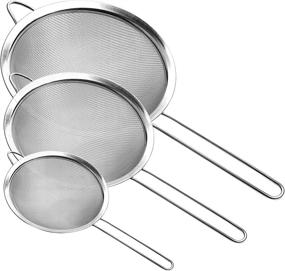 img 4 attached to 🥄 Stainless Steel Fine Mesh Strainers Set, Small Sizes, Silver Colander Sieve Sifters with Long Handles for Kitchen - 3.2&#34;, 5.3&#34;, 7.8&#34;