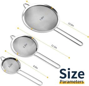 img 1 attached to 🥄 Stainless Steel Fine Mesh Strainers Set, Small Sizes, Silver Colander Sieve Sifters with Long Handles for Kitchen - 3.2&#34;, 5.3&#34;, 7.8&#34;