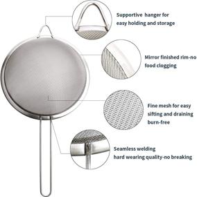 img 2 attached to 🥄 Stainless Steel Fine Mesh Strainers Set, Small Sizes, Silver Colander Sieve Sifters with Long Handles for Kitchen - 3.2&#34;, 5.3&#34;, 7.8&#34;