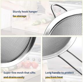 img 3 attached to 🥄 Stainless Steel Fine Mesh Strainers Set, Small Sizes, Silver Colander Sieve Sifters with Long Handles for Kitchen - 3.2&#34;, 5.3&#34;, 7.8&#34;