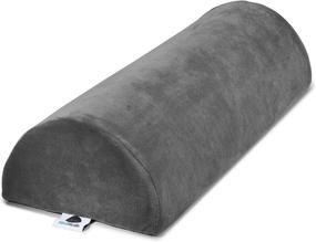 img 4 attached to 🌙 Premium Grey Half Moon Bolster Pillow for Optimal Leg, Knee, Lower Back, and Head Support – Lumbar Pillow for Bed, Sleeping – Semi Roll for Enhanced Ankle and Foot Comfort – Includes Machine Washable Cover