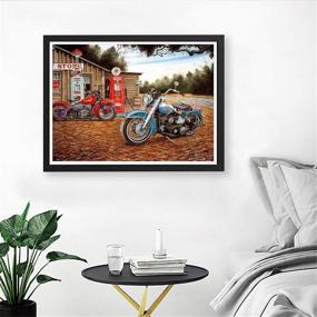 img 1 attached to 🏍️ Full Drill DIY 5D Diamond Painting Kit - Retro Motorcycle Red Blue Paint with Diamonds - Arts & Crafts for Home Wall Decor - 30x40cm (12x16inch)