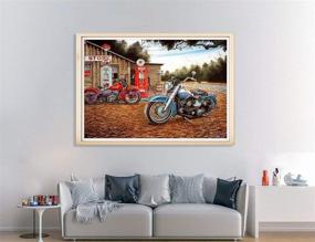 img 2 attached to 🏍️ Full Drill DIY 5D Diamond Painting Kit - Retro Motorcycle Red Blue Paint with Diamonds - Arts & Crafts for Home Wall Decor - 30x40cm (12x16inch)