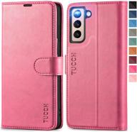 📱 tucch case wallet for samsung galaxy s21 5g, magnetic pu leather stand [rfid blocking] card slot protective folio flip cover with [tpu shockproof interior case] compatible with galaxy s21 6.2-inch, hot pink logo