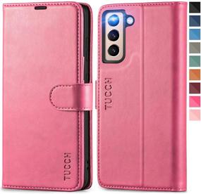 img 4 attached to 📱 TUCCH Case Wallet for Samsung Galaxy S21 5G, Magnetic PU Leather Stand [RFID Blocking] Card Slot Protective Folio Flip Cover with [TPU Shockproof Interior Case] Compatible with Galaxy S21 6.2-Inch, Hot Pink