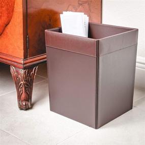 img 2 attached to 🗑️ Dacasso Waste Basket in Chocolate Brown Leather: Enhance Your Space with Style