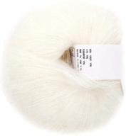 🧶 soft mohair fiber long angora wool hand knitting yarn roving for weave scarves - multi colored luxurious yarn (white) logo