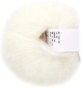 img 4 attached to 🧶 Soft Mohair Fiber Long Angora Wool Hand Knitting Yarn Roving for Weave Scarves - Multi Colored Luxurious Yarn (White)