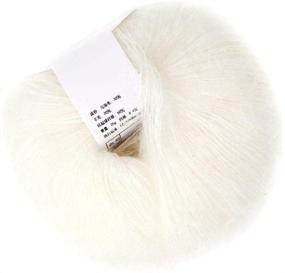 img 3 attached to 🧶 Soft Mohair Fiber Long Angora Wool Hand Knitting Yarn Roving for Weave Scarves - Multi Colored Luxurious Yarn (White)