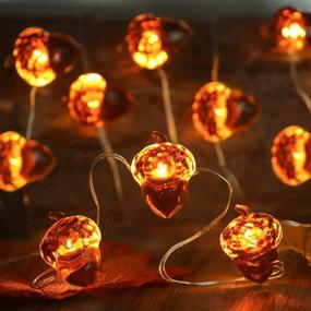 img 4 attached to 13ft Battery Powered 40 LED 8 Modes Thanksgiving Decorations 3D Acorn String Lights with 🌰 Remote Control Timer - Fall Lights Garland Tree Decorations Autumn Home Indoor Outdoor Decor from Pawliss.