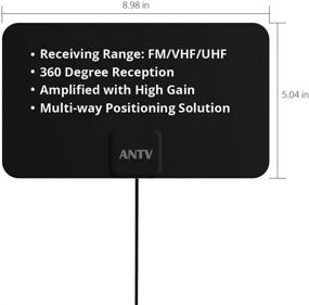 img 3 attached to 📺 Внутренняя цифровая телевизионная антенна ANTV - диапазон 40 миль, с встроенным усилителем, антенна HDTV 360° приема, стойка на столе и коаксиальный кабель длиной 9 футов