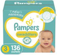 👶 enormous pack of pampers swaddlers disposable baby diapers, size 3 - 136 count (packaging may vary) logo