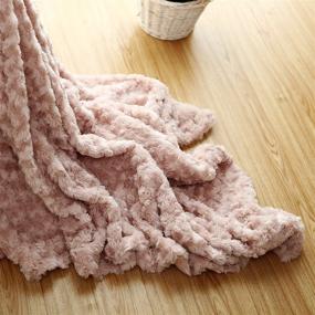 img 1 attached to 🌸 Plush Fluffy Throw Blanket with Tridimensional Rose Pattern - Soft, Warm, Microfiber Cozy Chic Shaggy Reversible Coverlet for Girls, Kids, Home Décor, Couch - 50"x 60" - Pink