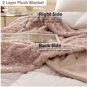 img 2 attached to 🌸 Plush Fluffy Throw Blanket with Tridimensional Rose Pattern - Soft, Warm, Microfiber Cozy Chic Shaggy Reversible Coverlet for Girls, Kids, Home Décor, Couch - 50"x 60" - Pink