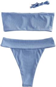 img 2 attached to ZAFUL Strapless Ribbed Bandeau Bikini: Trendy Swimsuits & Cover Ups for Women!