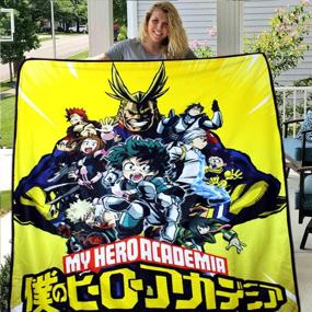 img 1 attached to 🧦 Cozy up with My Hero Academia Blankets in MHA-Grey-Yellow - A Must-Have for Fans!