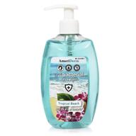 🧼 ameriderm premium antibacterial hand wash - 99.9% antibacterial pump hand soap, tropical beach scent - sensitive skin & everyday use - 13.5 fl oz logo