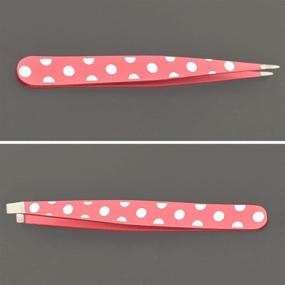 img 3 attached to 💕 Pink Spots Eyebrow Tweezers Set - Stainless Steel Heads with Tip and Flat Ends for Effective Beauty Removal - Functional Makeup Tool Kit with 2pcs Clips