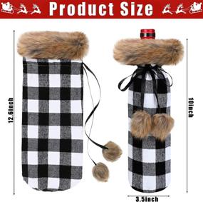 img 3 attached to 🎅 Charming Buffalo Plaid Faux Fur Sweater Wine Bottle Covers for Christmas Dinner Party – Set of 8 (Black and White)