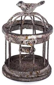 img 1 attached to 🐦 Rustic Small Iron Bird Cage featuring Bird atop by SOBAKEN