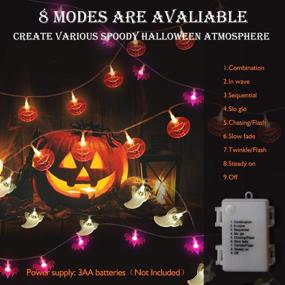 img 1 attached to 🎃 Halloween Lights Battery Powered, 8 Modes Fairy Lights 16.5ft Pumpkin Bat Ghost String Lights with 30 LED Each, Waterproof Cute Halloween Party Decorations String Lights for Indoor Outdoor Use