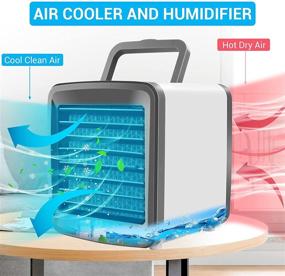 img 3 attached to 🌀 BDTTBZ Personal Air Conditioner: Portable 4-in-1 Cooler Fan with Handle, USB Rechargeable Desk Fan, Cooling Mist Humidifier, Colorful LED Night Light - Grey